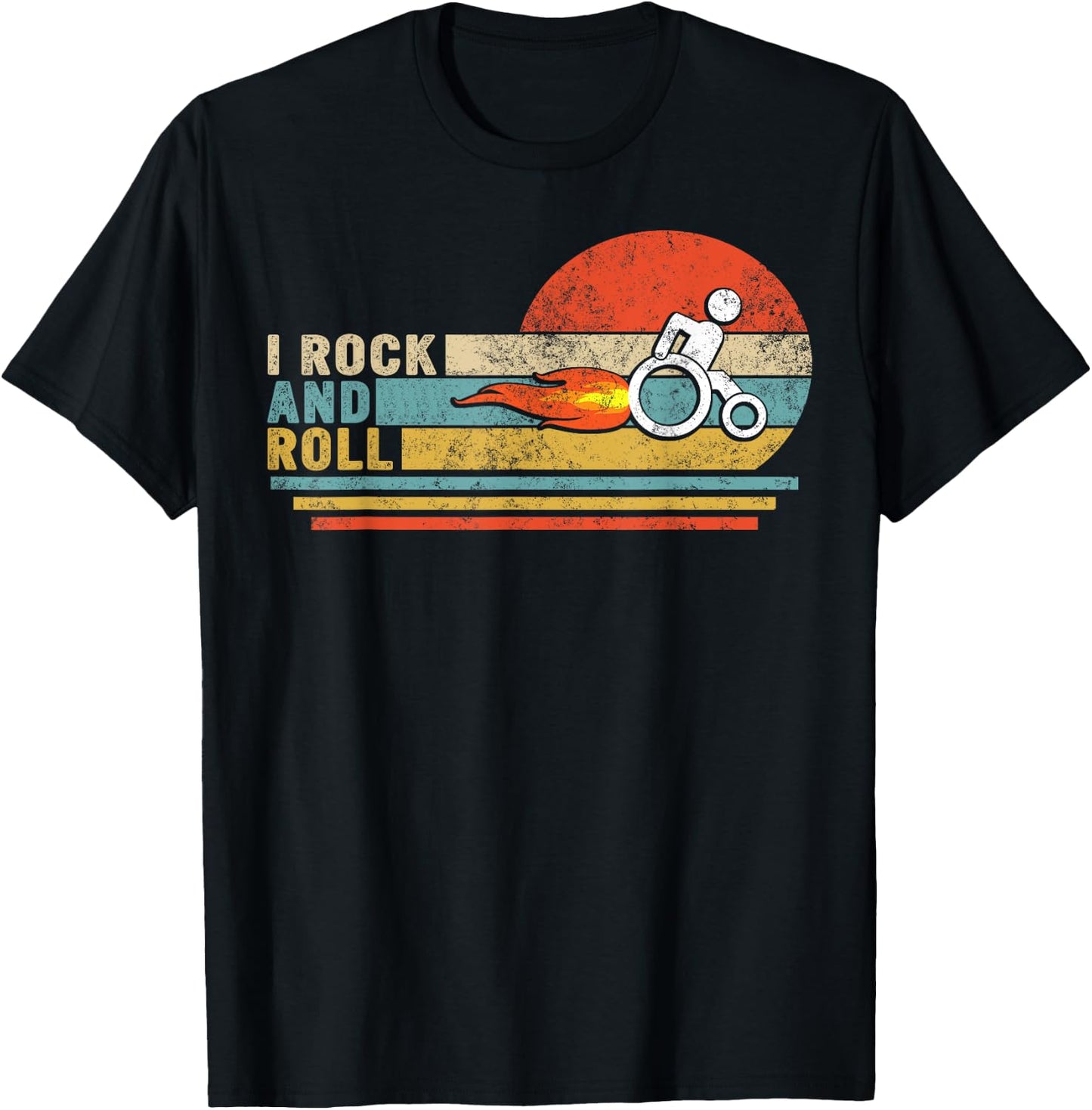 I Rock And Roll Disability Gifts Handicapped Wheelchair Ampu T-Shirt - T-Shirt | Black