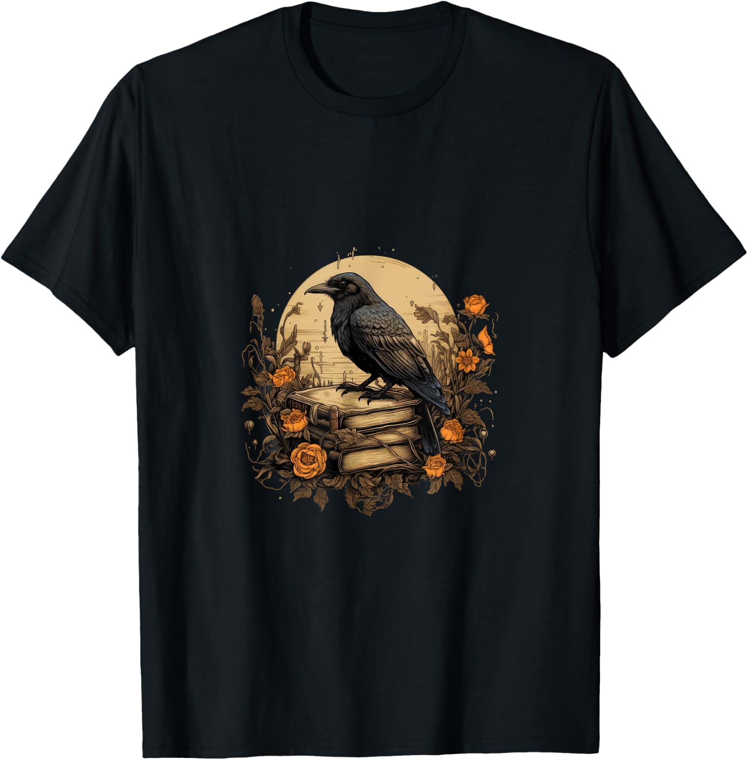 Book Lover Gift Ideas Raven Reading Book Occult Crow T-Shirt - T-Shirt | Black