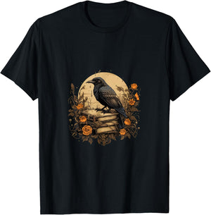 Book Lover Gift Ideas Raven Reading Book Occult Crow T-Shirt - T-Shirt | Black