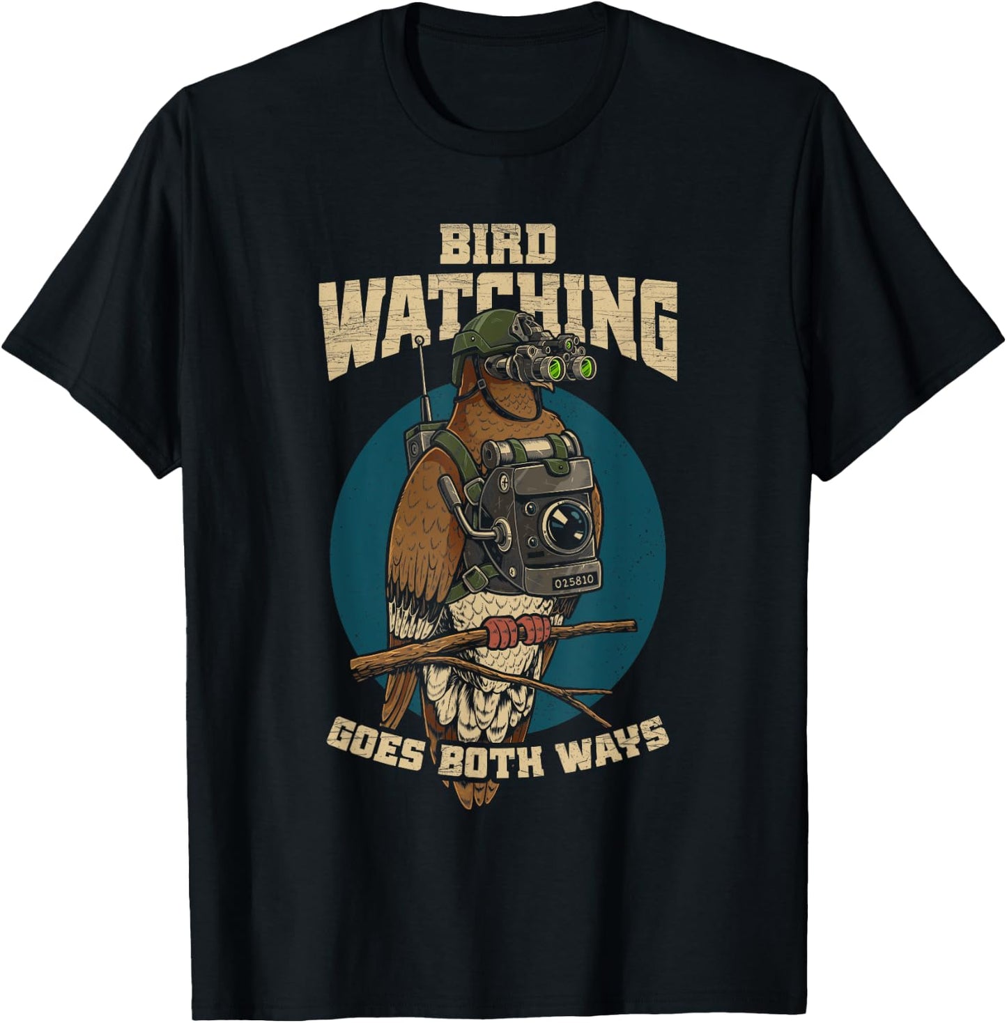 Funny Birds Not Real Shirt Bird Watching Goes Both Ways T-Shirt - T-Shirt | Black