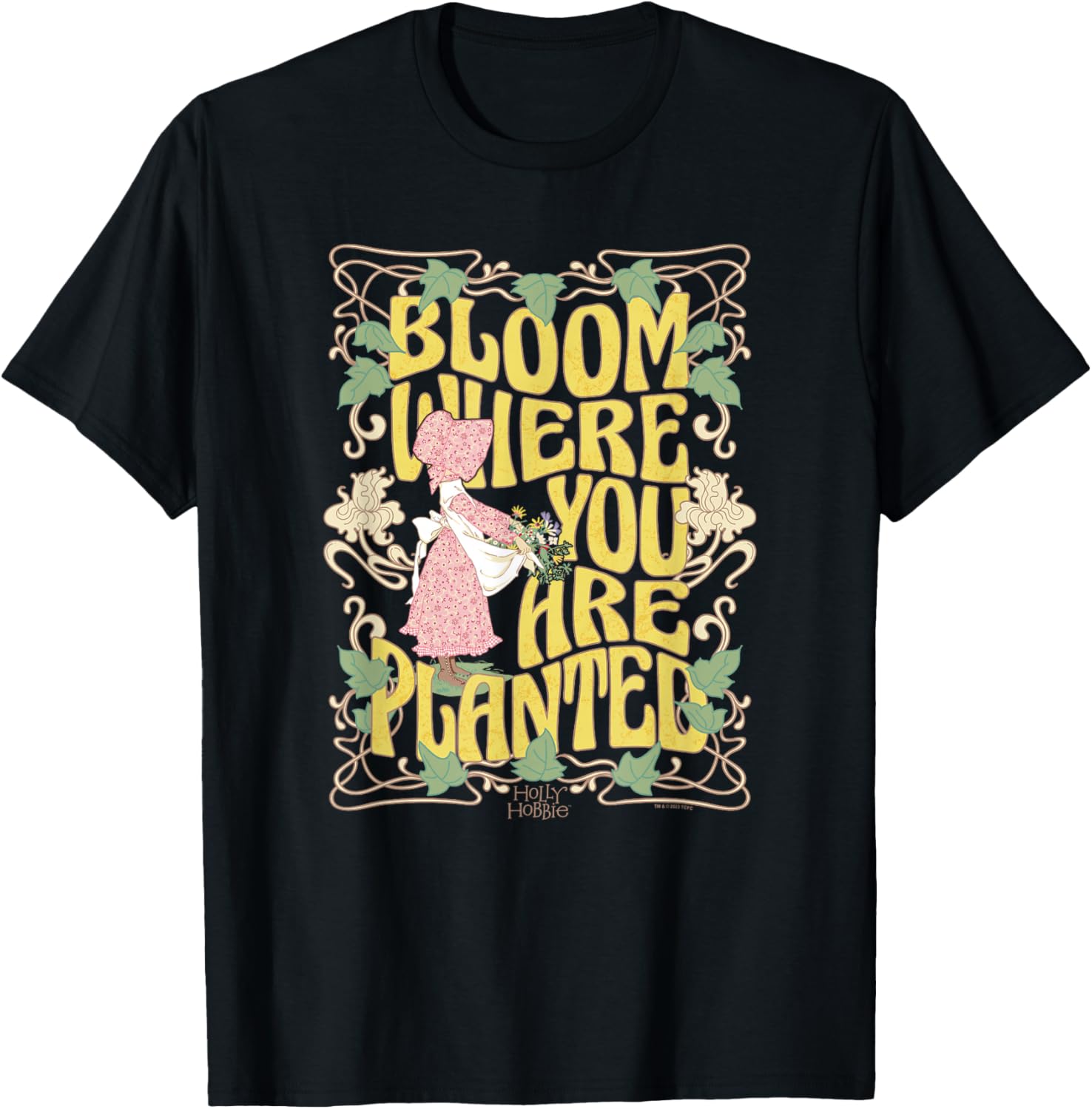 Holly Hobbie Bloom Where You Are Planted Floral Retro T-Shirt - T-Shirt | Black