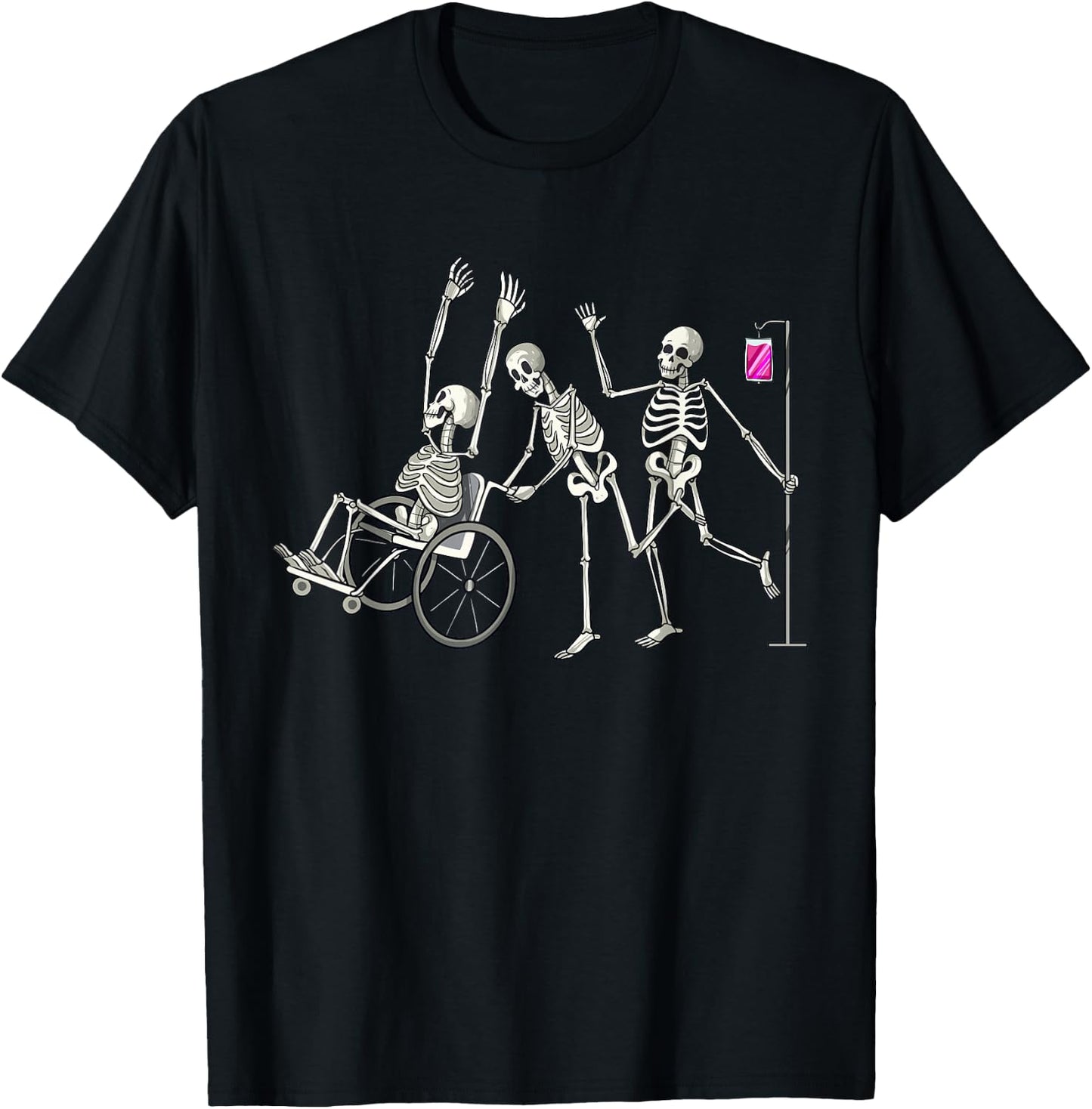 Nurse Skeletons Funny Halloween Healthcare CNA Medical Crew T-Shirt - T-Shirt | Black