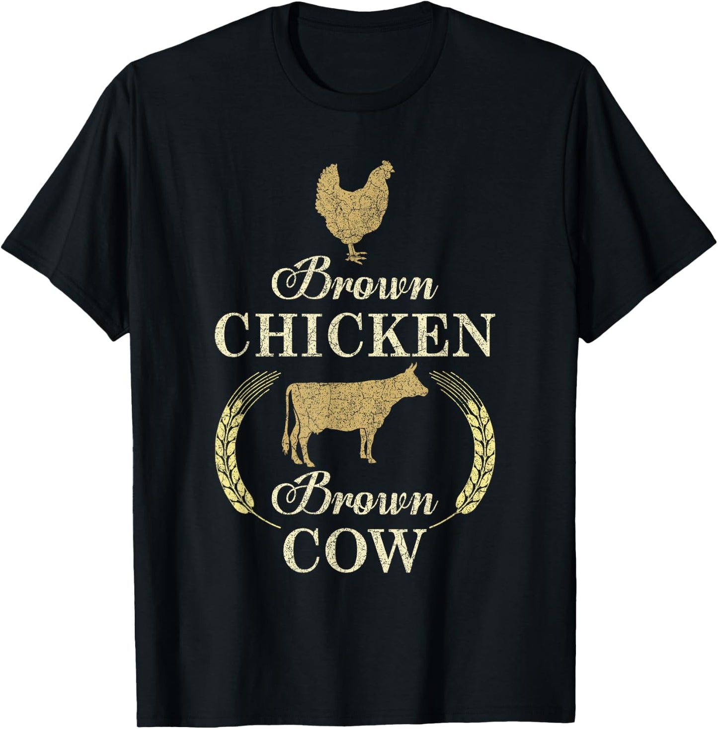 Brown Chicken Brown Cow Animals Lover Farmer T-Shirt - T-Shirt | Black