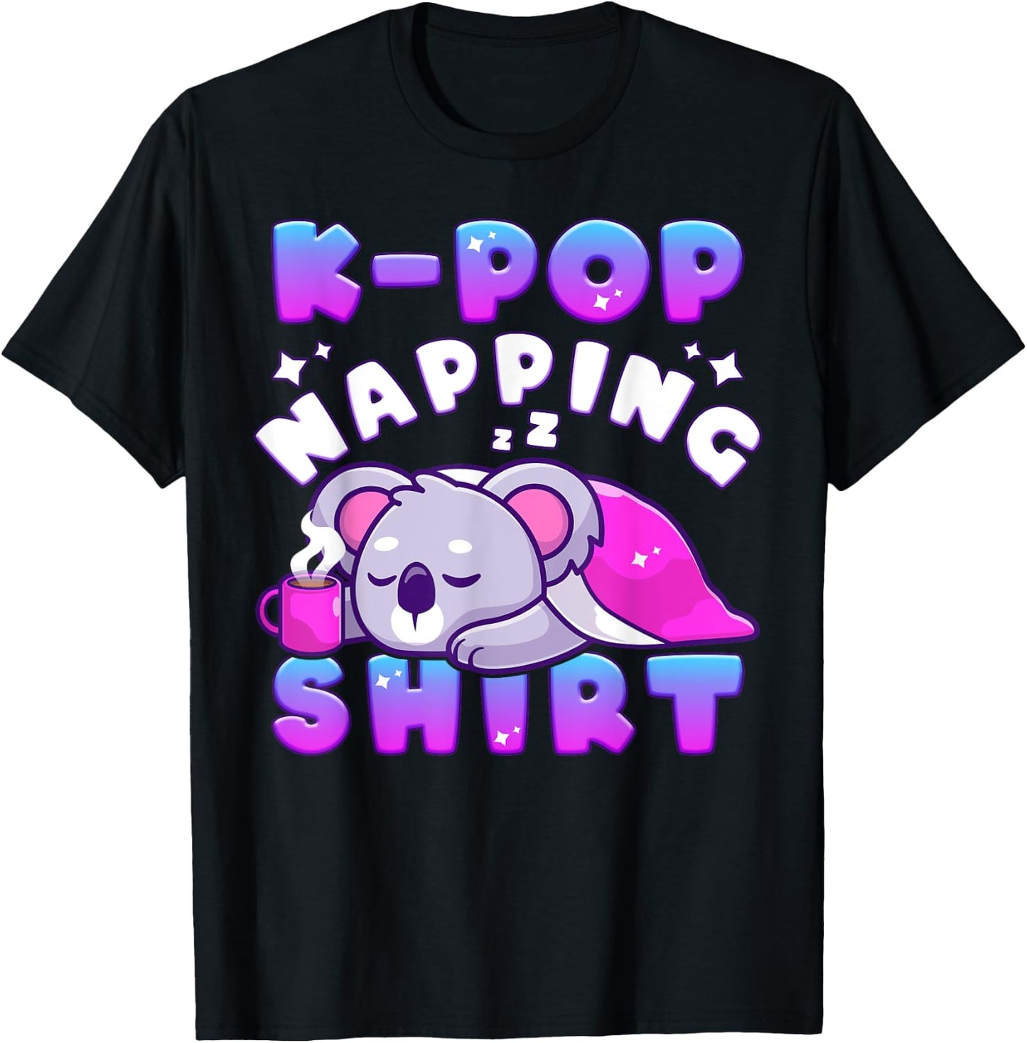 K-Pop Music, Sleeping Koala, Cute K-Pop Napping T-Shirt - T-Shirt | Black