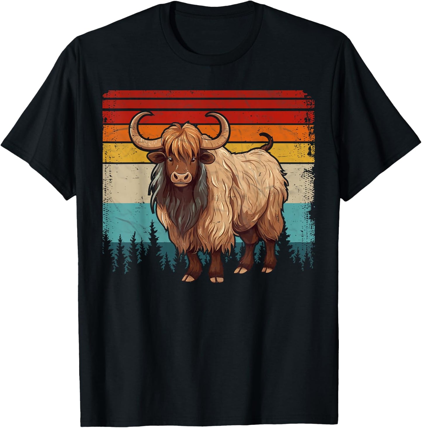 Yak Vintage Distressed Retro Style Cool Yak T-Shirt - T-Shirt | Black