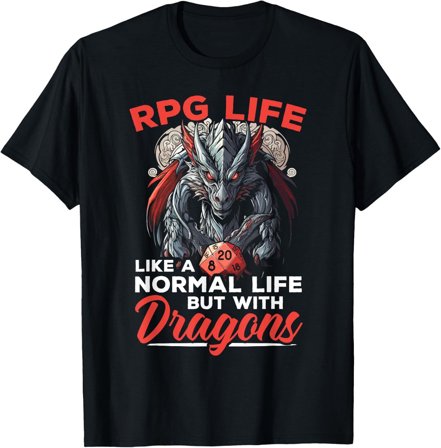 RPG Gaming Role Playing D20 Tabletop Games Funny RPG Gamer T-Shirt - T-Shirt | Black