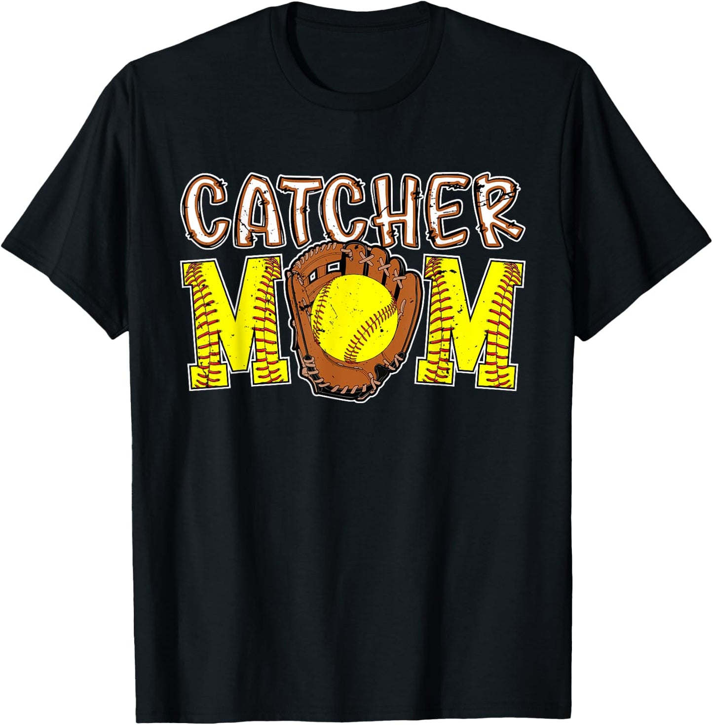 Catcher Mom Softball Catcher Mom Softball Catcher Mama T-Shirt - T-Shirt | Black