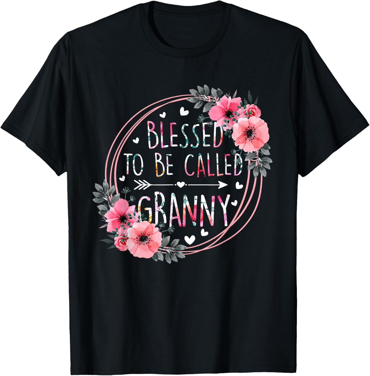 Blessed to be called Granny Mother's Day Granmda Flower T-Shirt - T-Shirt | Black
