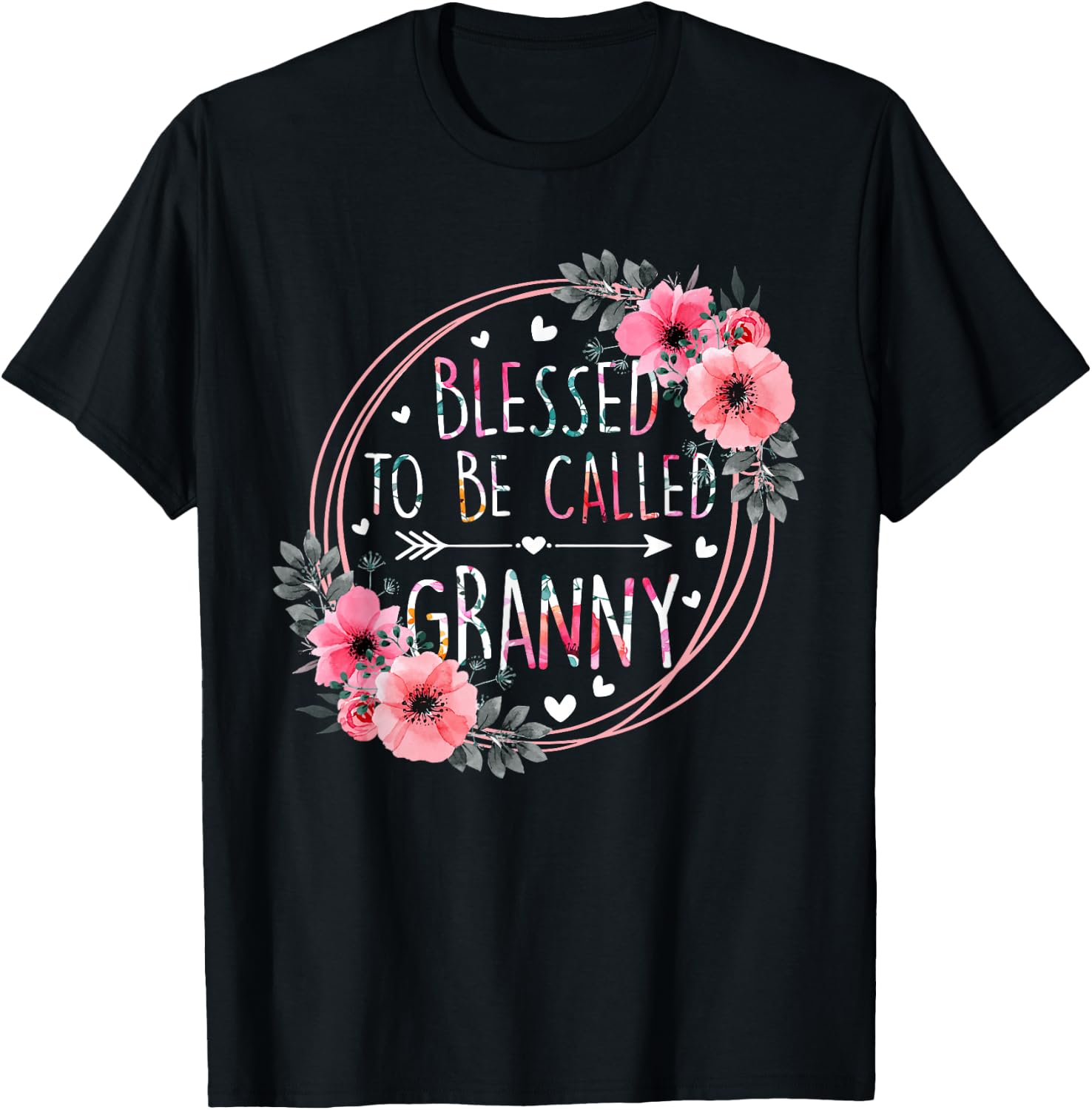 Blessed to be called Granny Mother's Day Granmda Flower T-Shirt - T-Shirt | Black