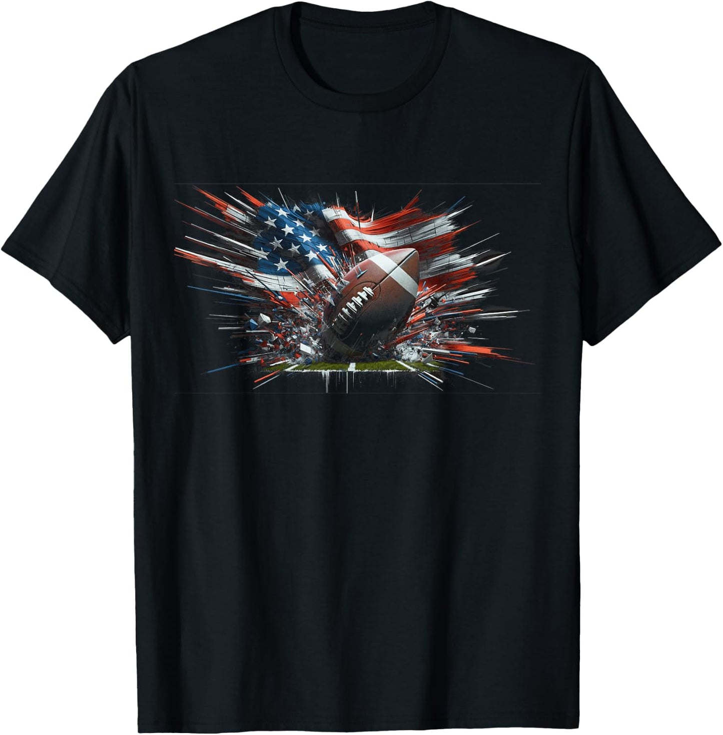 American football 4th Of July Men USA American Flag Boys T-Shirt - T-Shirt | Black