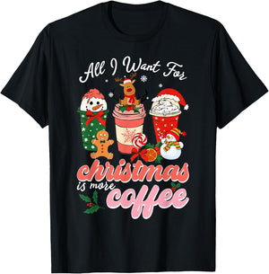 All I Want For Christmas Flavored Iced Coffee Cups Family T-Shirt - T-Shirt | Black
