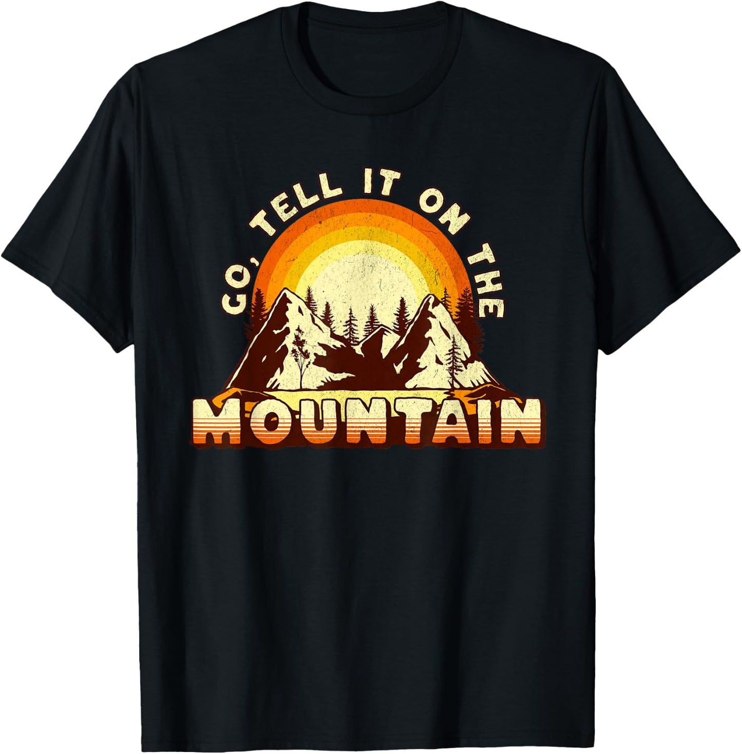 Go Tell It On the Mountain Retro Sunset Christmas Carol T-Shirt - T-Shirt | Black