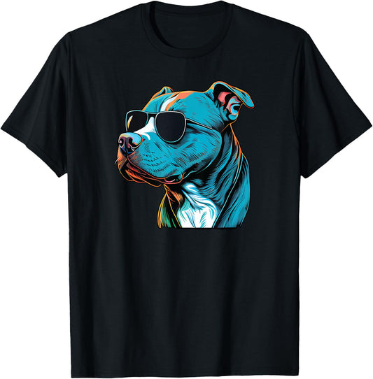 Dad Mom Cool Dog Sunglasses - Pitbull Men Women T-Shirt - T-Shirt | Black