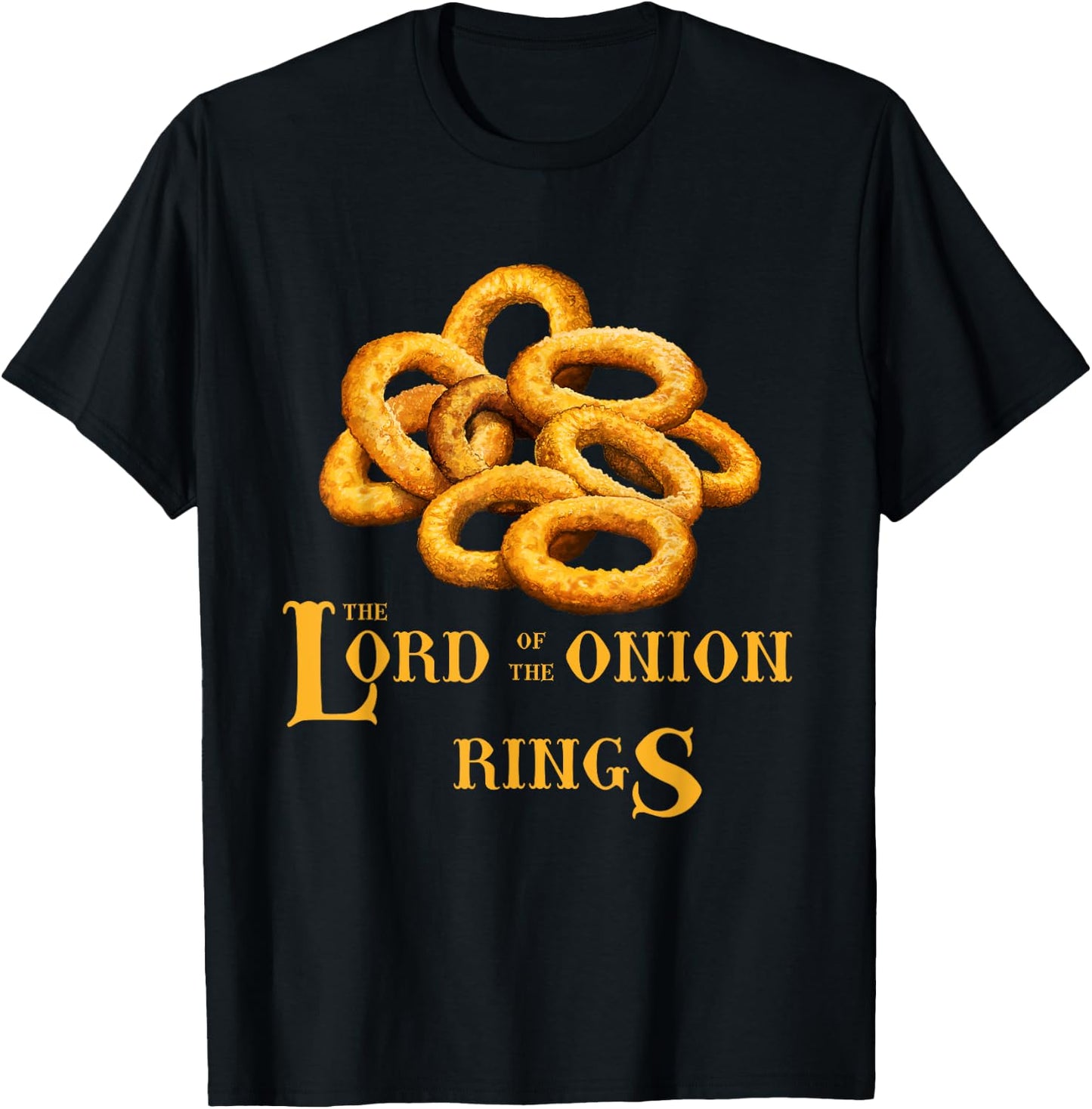 Lord Of Onion Rings Funny Foodie Movie T-Shirt - T-Shirt | Black