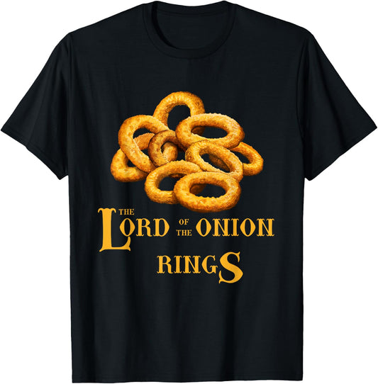 Lord Of Onion Rings Funny Foodie Movie T-Shirt - T-Shirt | Black