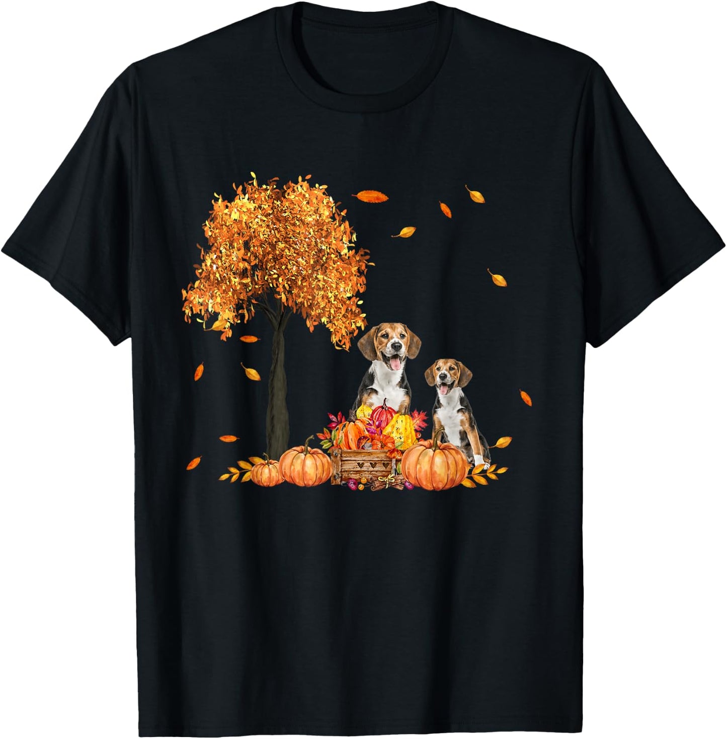 Beagle Autumn Leaf Fall Dog Lover Thanksgiving Halloween Men Women Kids T-Shirt - T-Shirt | Black