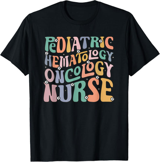 Pediatric Hematology Oncology Nurse Groovy PEDS Hem Onc T-Shirt - T-Shirt | Black