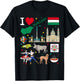 I love Hungary. Hand drawn Hungarian Landmarks, flag and map T-Shirt - T-Shirt | Black