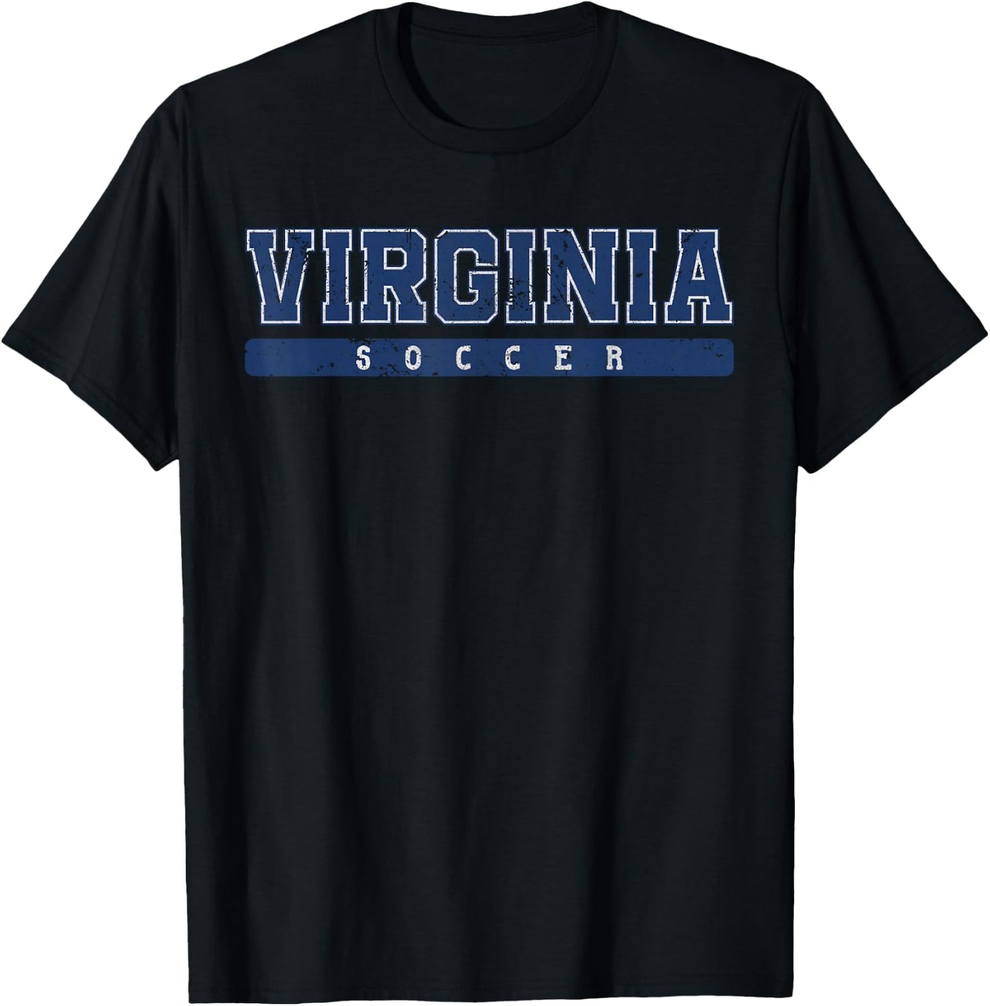 Virginia Soccer Blue Vintage Text T-Shirt - T-Shirt | Black