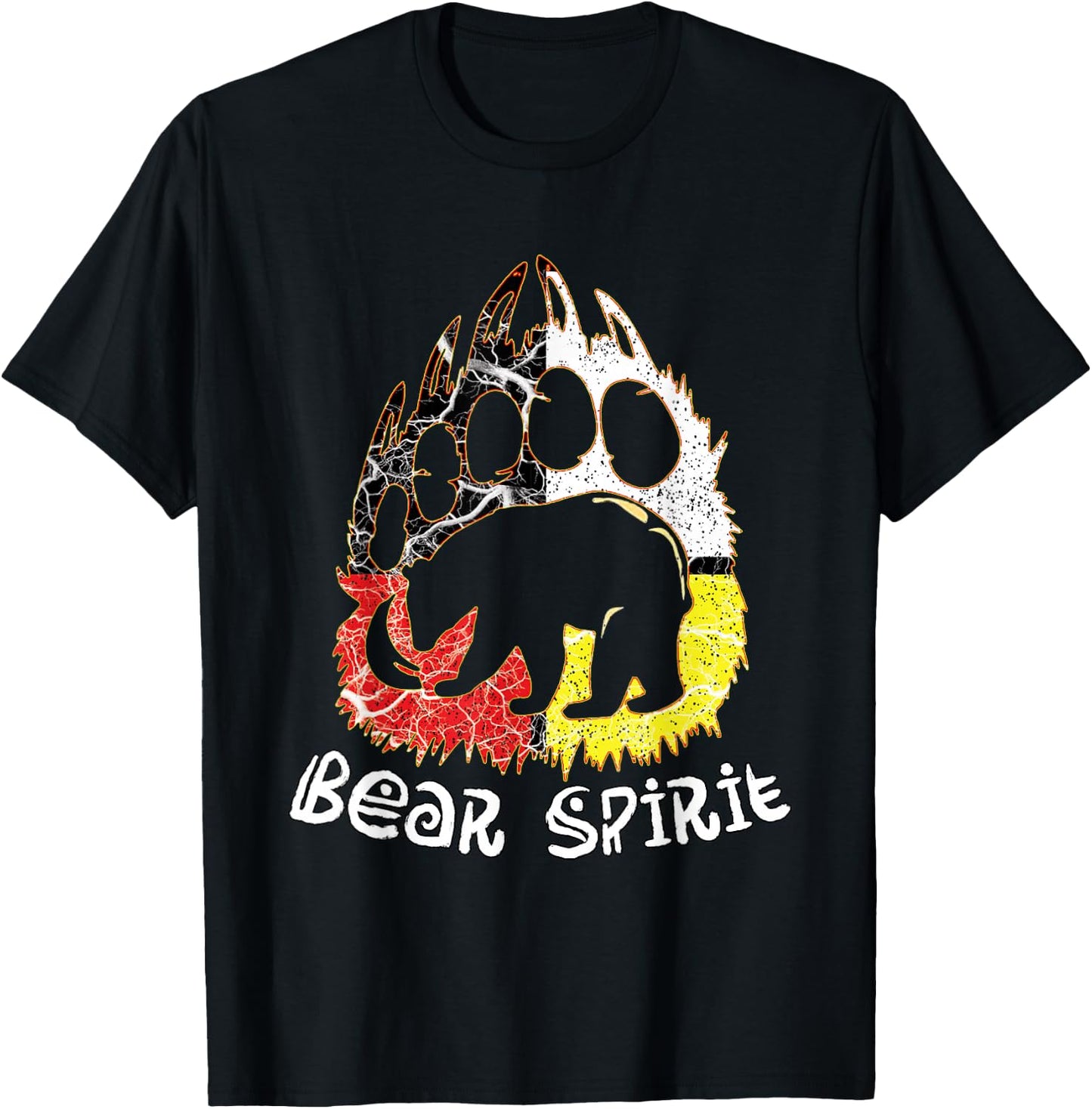 Native American Bear Spirit, Bear Paw T-Shirt - T-Shirt | Black