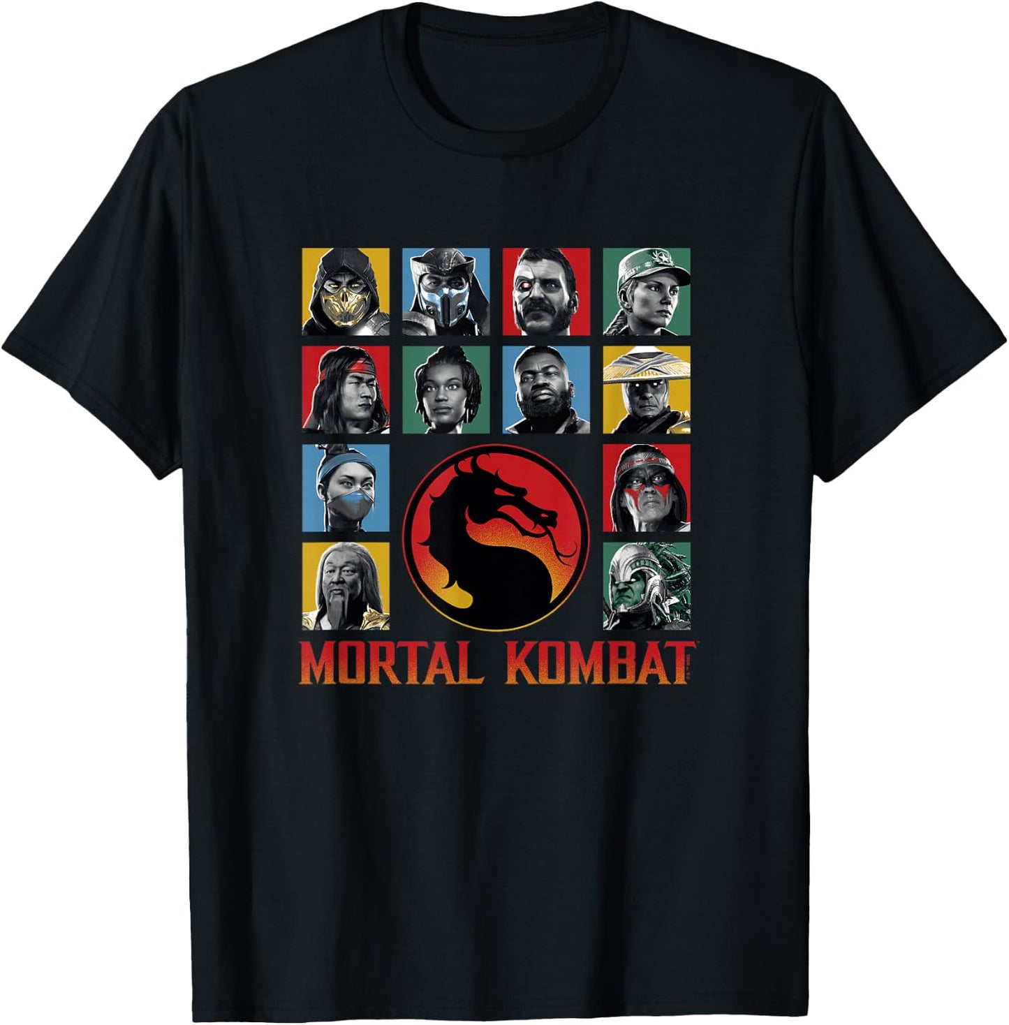 Mortal Kombat Klassic Main Fighters Characters Group Shot V3 T-Shirt - T-Shirt | Black