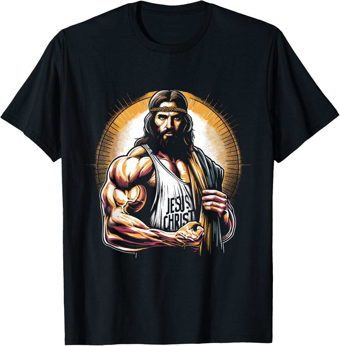 Muscular Jesus Christ - Funny Weightlifting Jesus Gym Sports T-Shirt - T-Shirt | Black
