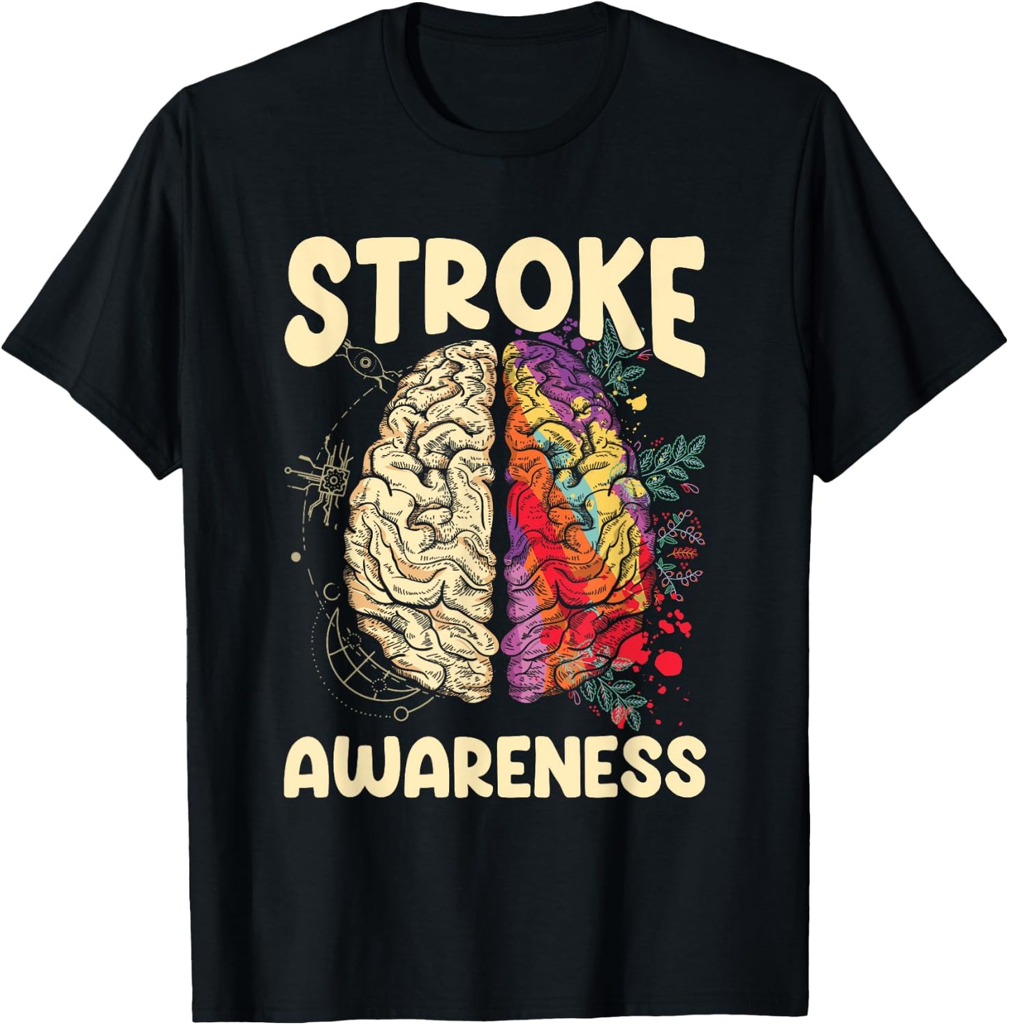 Stroke Awareness Month Stroke Survivor Brain Red Ribbon T-Shirt - T-Shirt | Black