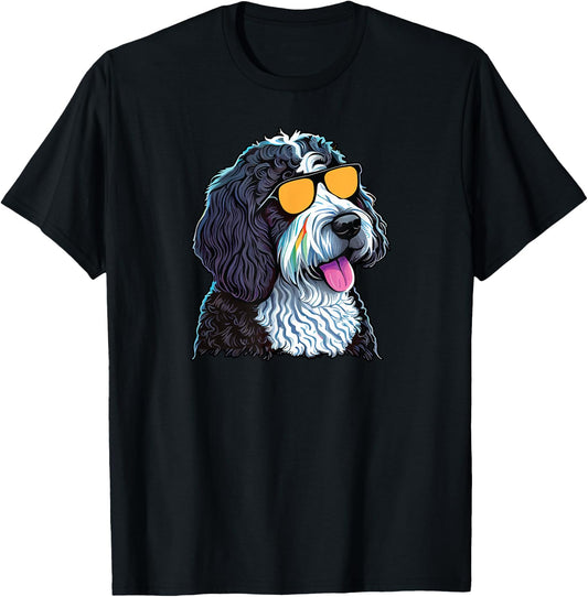 Dad Mom Cool Dog Sunglasses - Bernedoodle Men Women T-Shirt - T-Shirt | Black