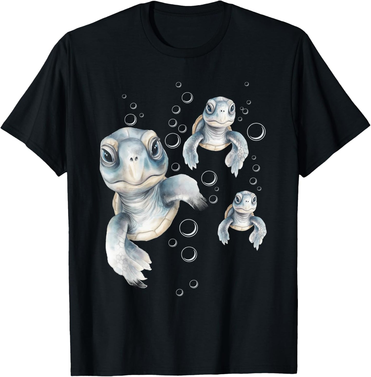 Colorful Swimming Turtles - Summer Vacation Sea Animal Lover Men Women Girls Kids T-Shirt - T-Shirt | Black