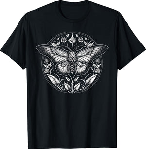 Last Gasp Graphics Moth Lepidoptera Heterocera Folkloric Wiccan Nature Goth T-Shirt - T-Shirt | Black