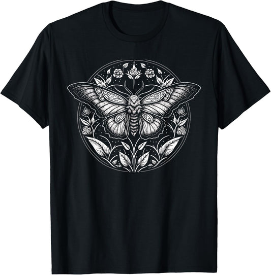 Last Gasp Graphics Moth Lepidoptera Heterocera Folkloric Wiccan Nature Goth T-Shirt - T-Shirt | Black