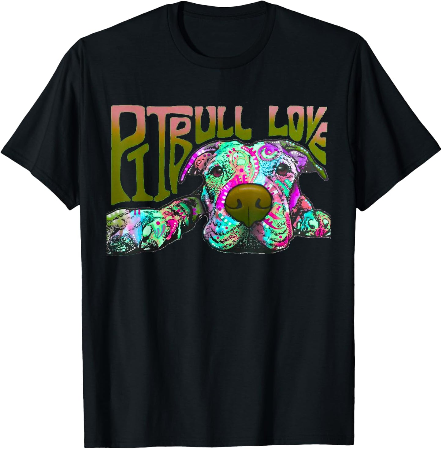 Pitbull Love - Colorful Pitbull Dog T-Shirt - T-Shirt | Black