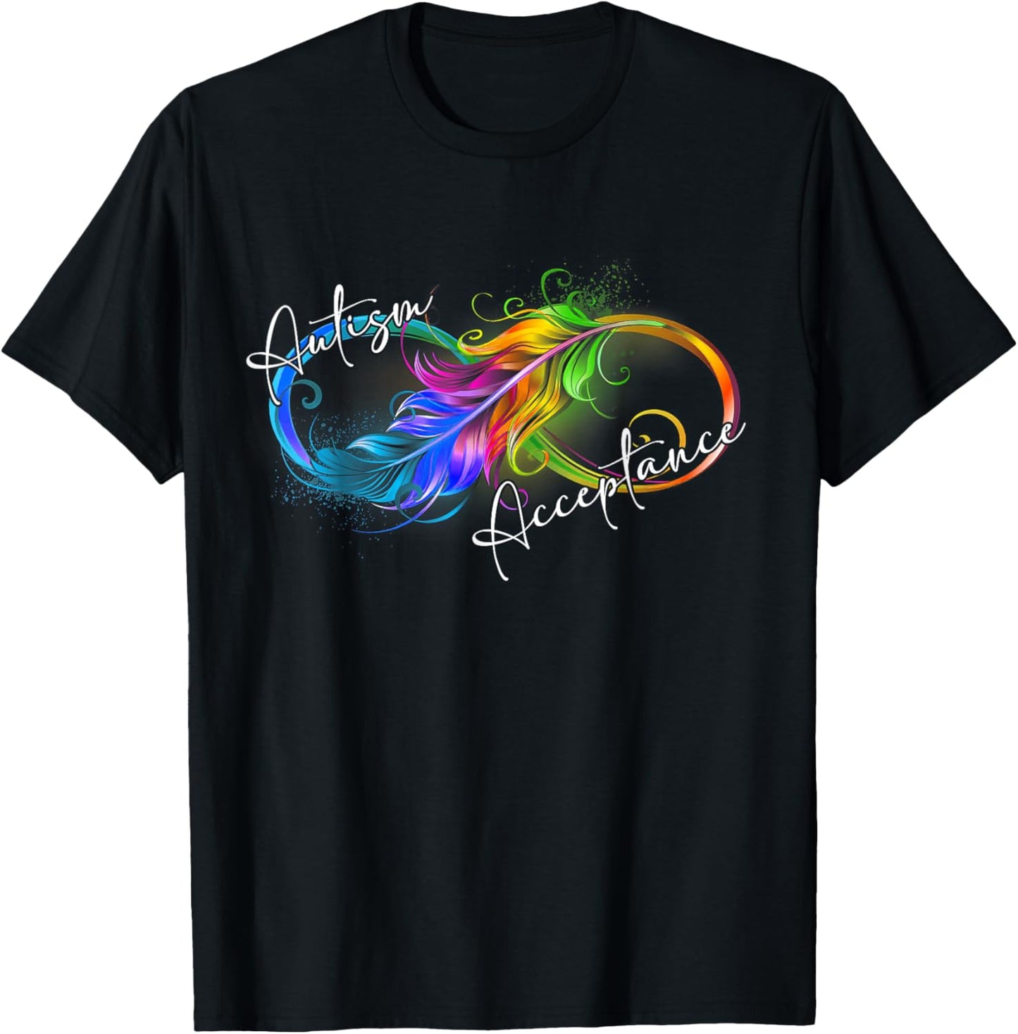 Autism Red Instead Infinity Symbol Autistic Acceptance T-Shirt - T-Shirt | Black
