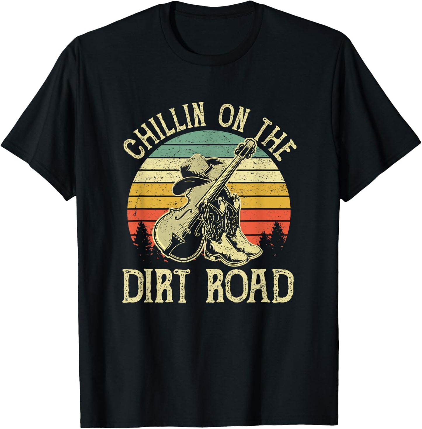 Chillin On The Dirt Road Western Life Rodeo Country Music T-Shirt - T-Shirt | Black