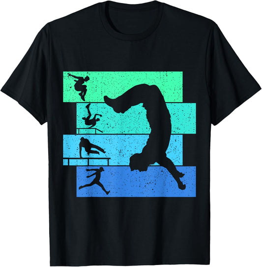 Cool Parkour & Freerunning Gifts Retro Parkour Traceur Boys Kids Men T-Shirt - T-Shirt | Black