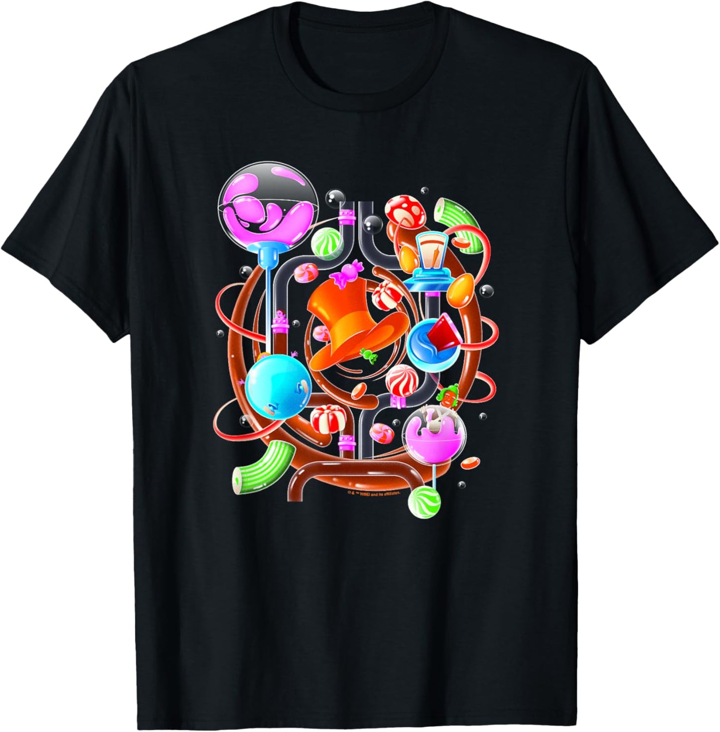 WB100 Willy Wonka And The Chocolate Factory Candy Factory T-Shirt - T-Shirt | Black