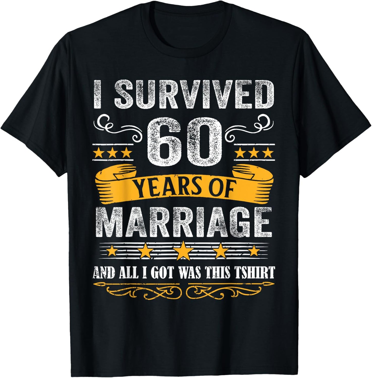60th Wedding Anniversary shirt Couples Husband Wife 60 Years T-Shirt - T-Shirt | Black
