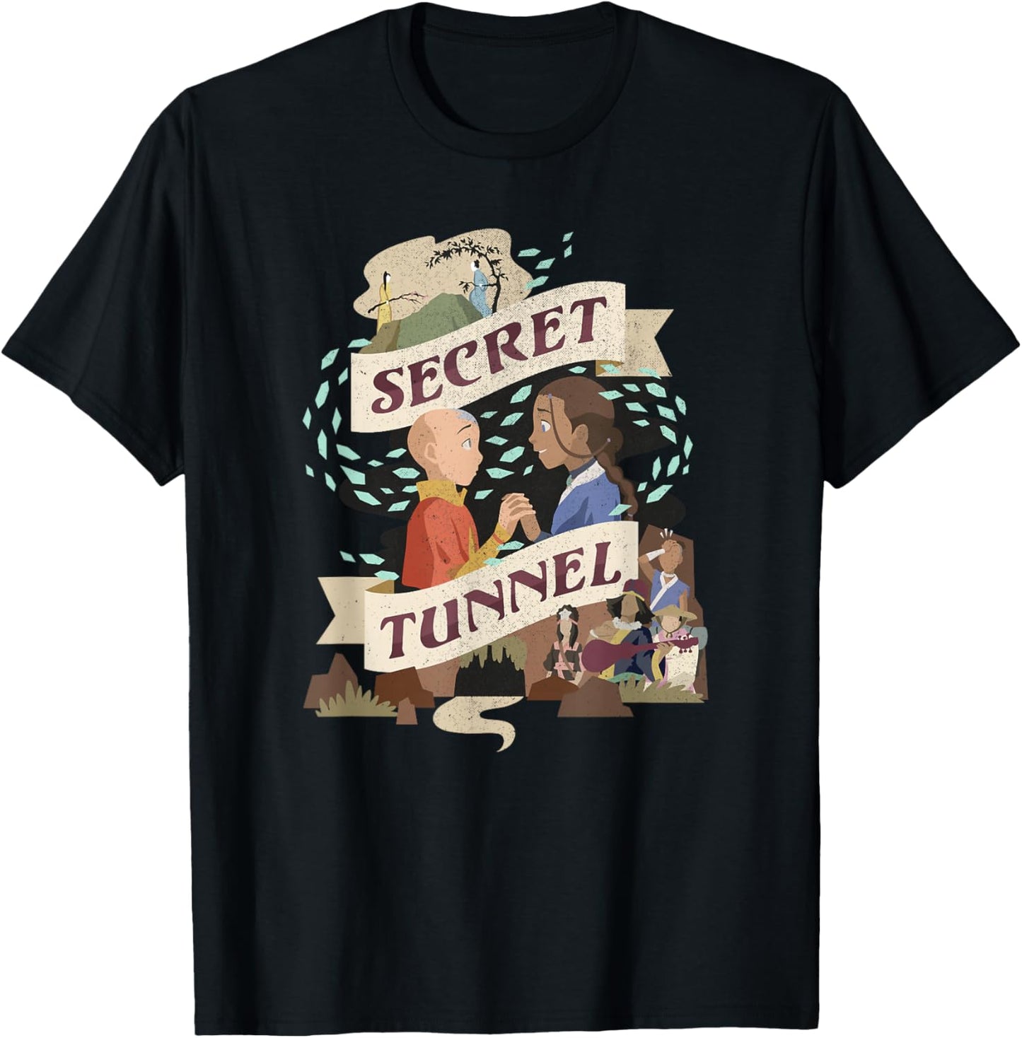 Avatar: The Last Airbender Aang & Katara Secret Tunnel T-Shirt - T-Shirt | Black