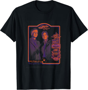 Harry Potter Official Vintage : Weasley Twins - Deathly Hallows - Adults & Kids - Black - Short Sleeve - - Regular Fit - Cotton & Polyester - Machine Wash T-Shirt - T-Shirt | Black