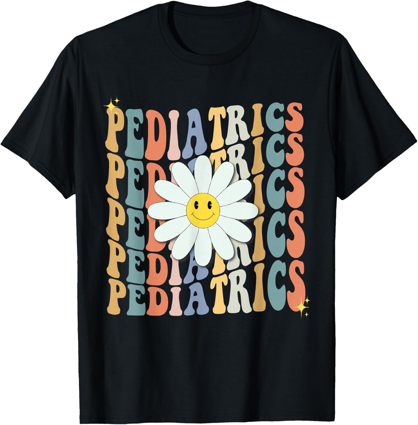 Pediatrics Nurse Squad Pediatrician Team Peds Crew Flowers T-Shirt - T-Shirt | Black