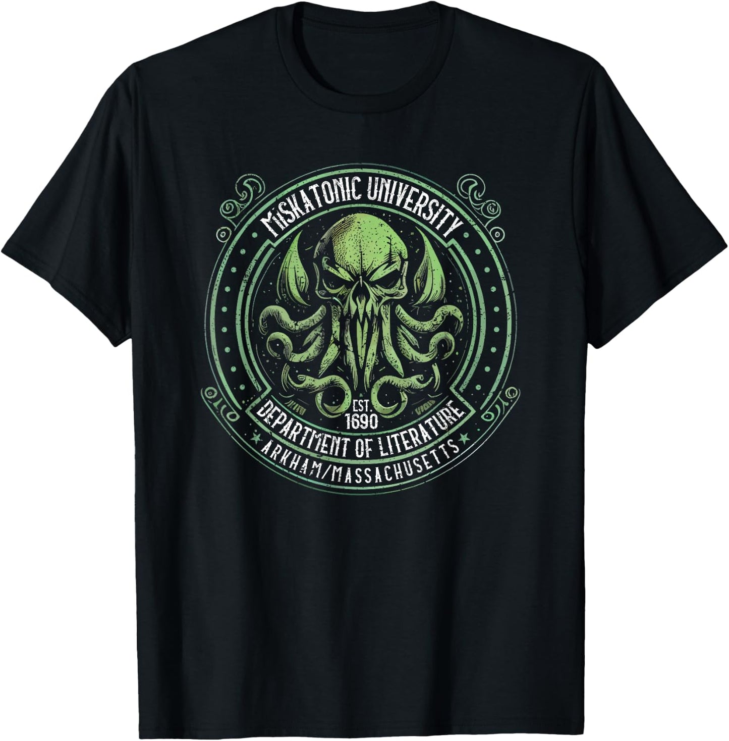 Miskatonic University Logo, Cosmic Horror Cthulhu T-Shirt - T-Shirt | Black