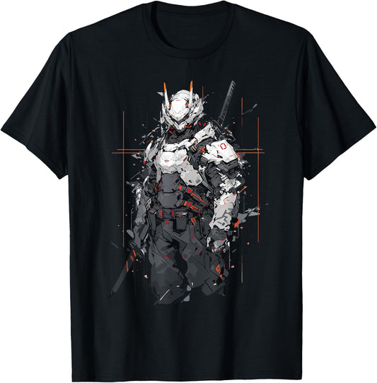 Ninja Shinobi Cyborg Warrior Robotic Anime Manga Comic Style T-Shirt - T-Shirt | Black