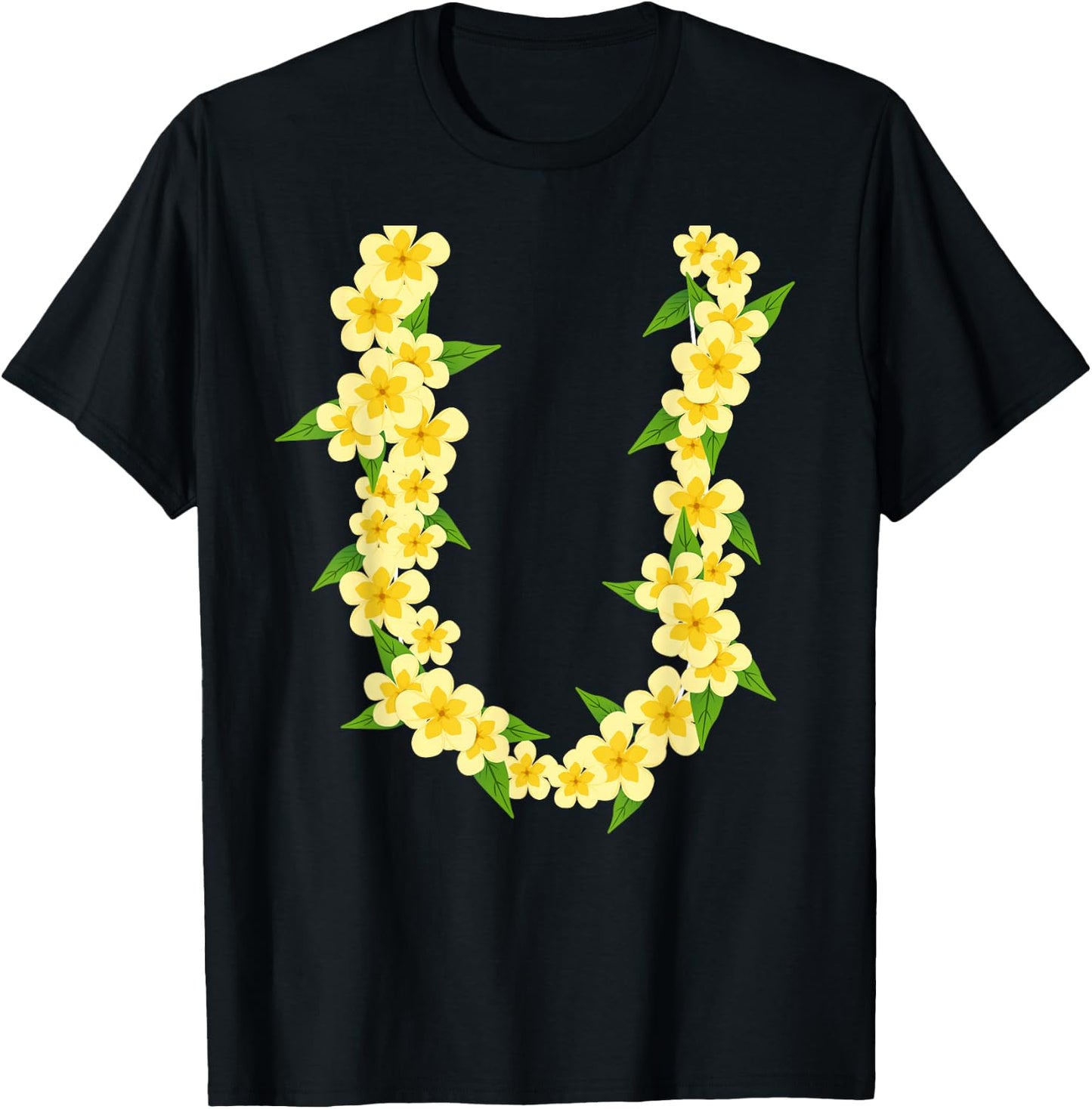 Hawaiian Flower Necklace Tropical Summer Holiday Lei T-Shirt - T-Shirt | Black