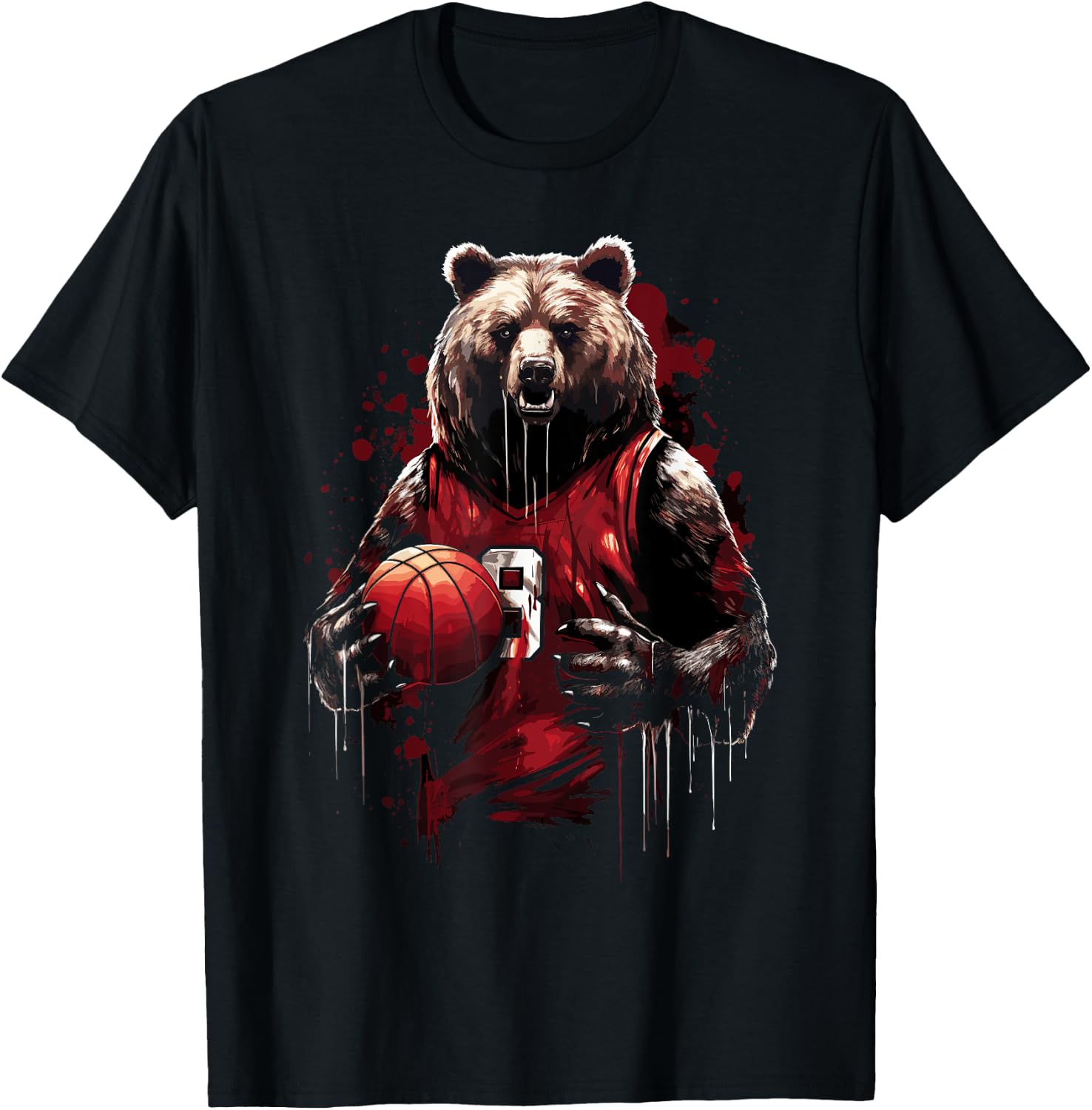 Cute teddy bear playing basketball Sport Women Kids T-Shirt - T-Shirt | Black