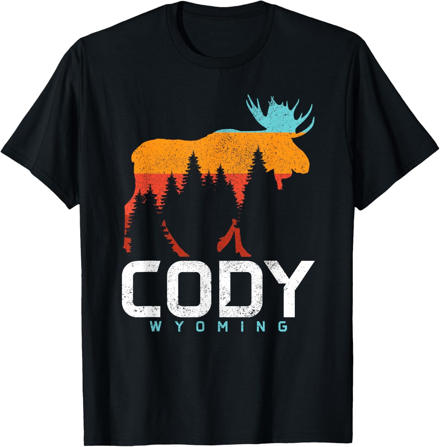 Cody Wyoming Vintage Retro Pride Souvenir Moose Nature T-Shirt - T-Shirt | Black