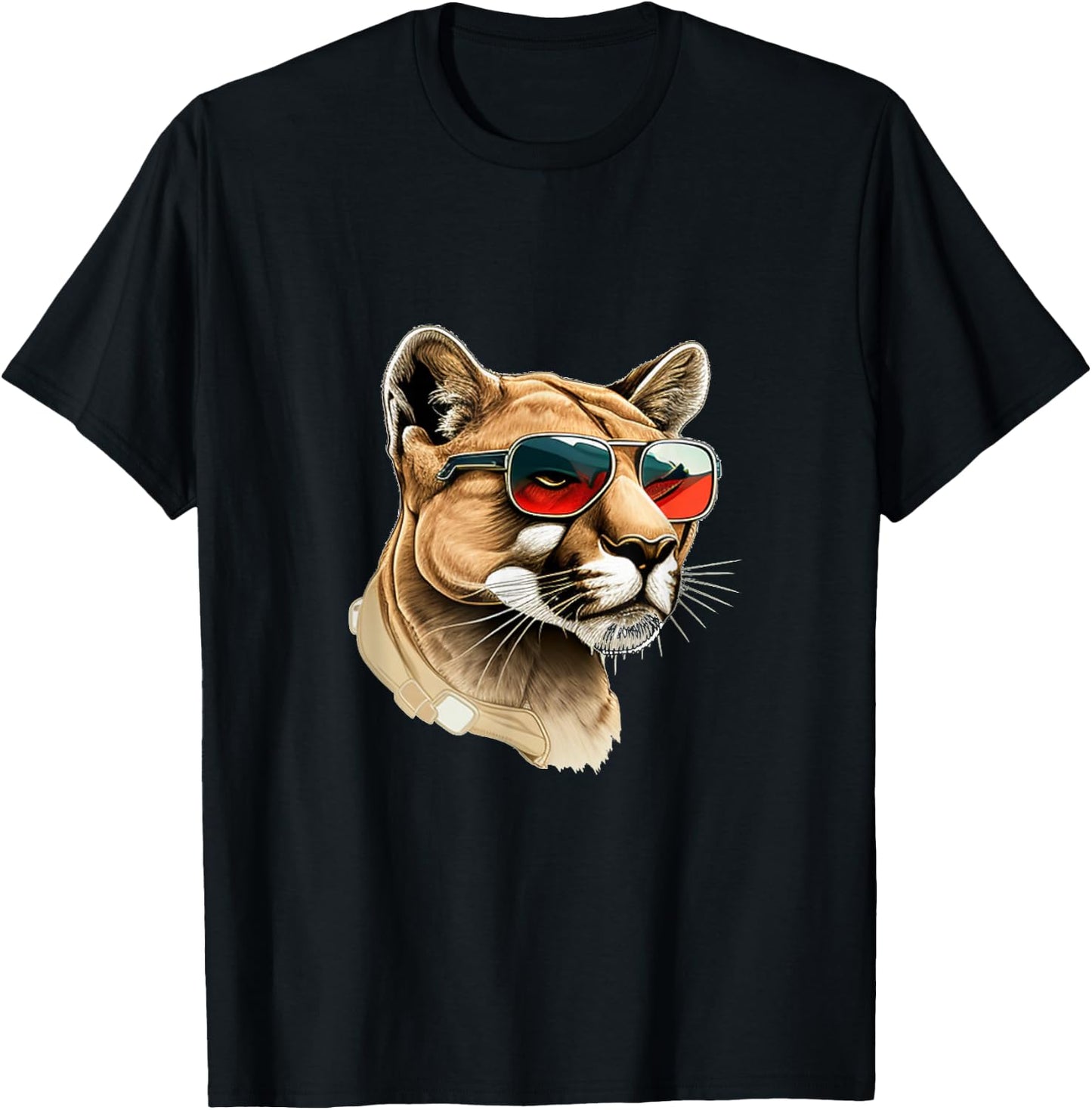 Funny Cougar with Sunglasses T-Shirt - T-Shirt | Black