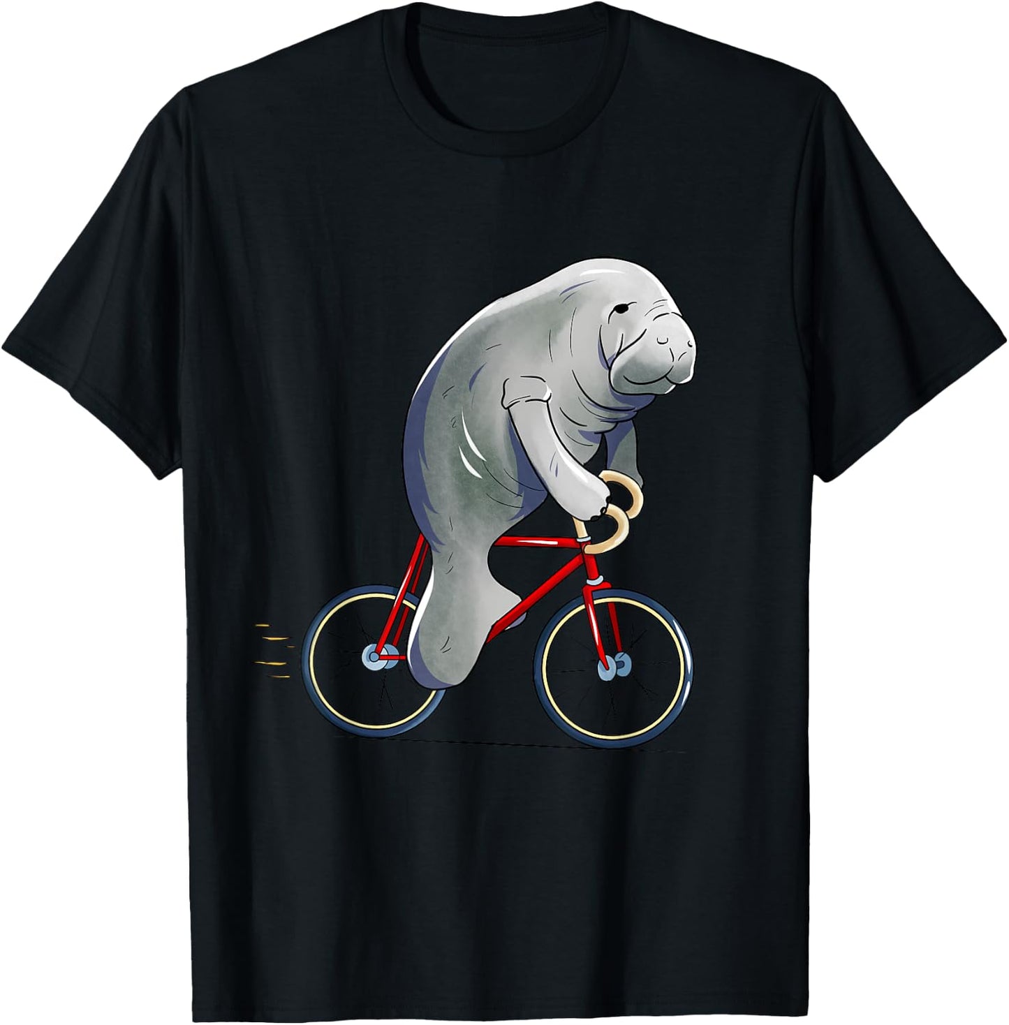 Manatee Riding Bicycle Cute Biker Cyclist T-Shirt - T-Shirt | Black