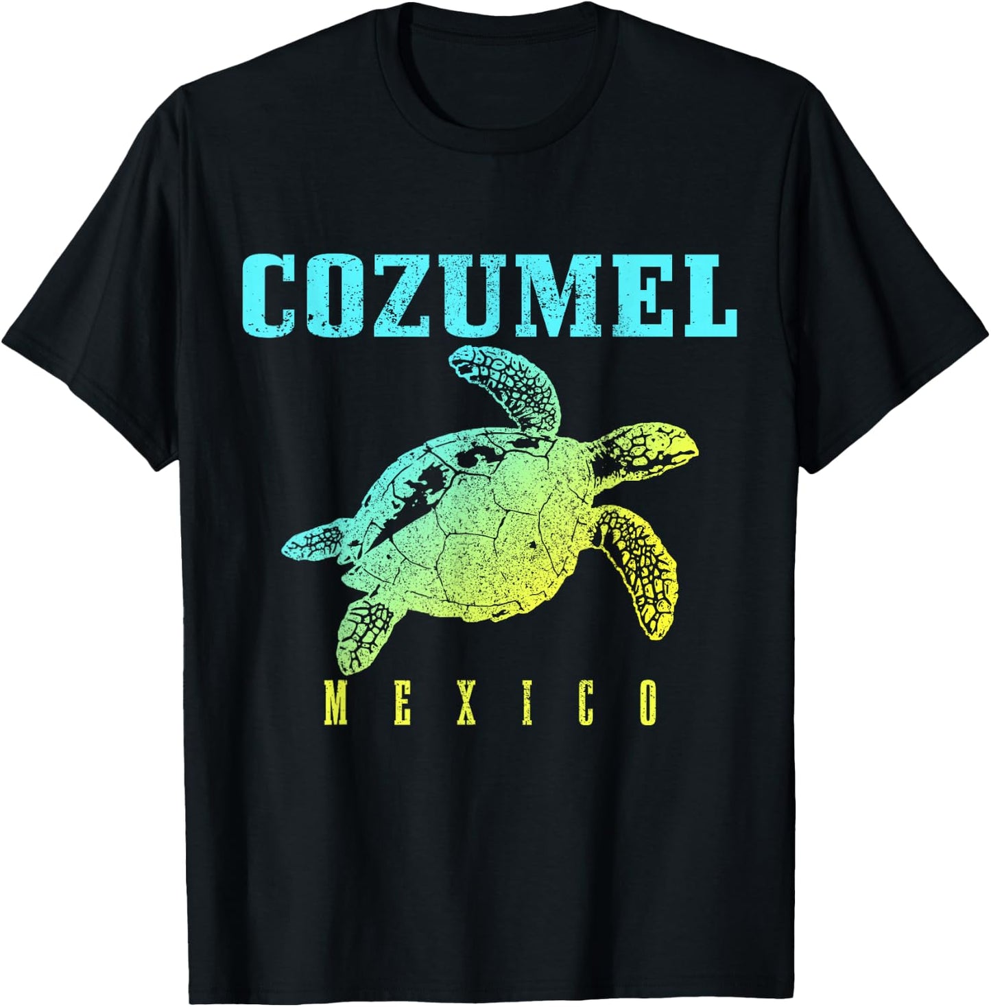 Cozumel Beach Mexico Sea Turtle Surfer Scuba Diving T-Shirt - T-Shirt | Black