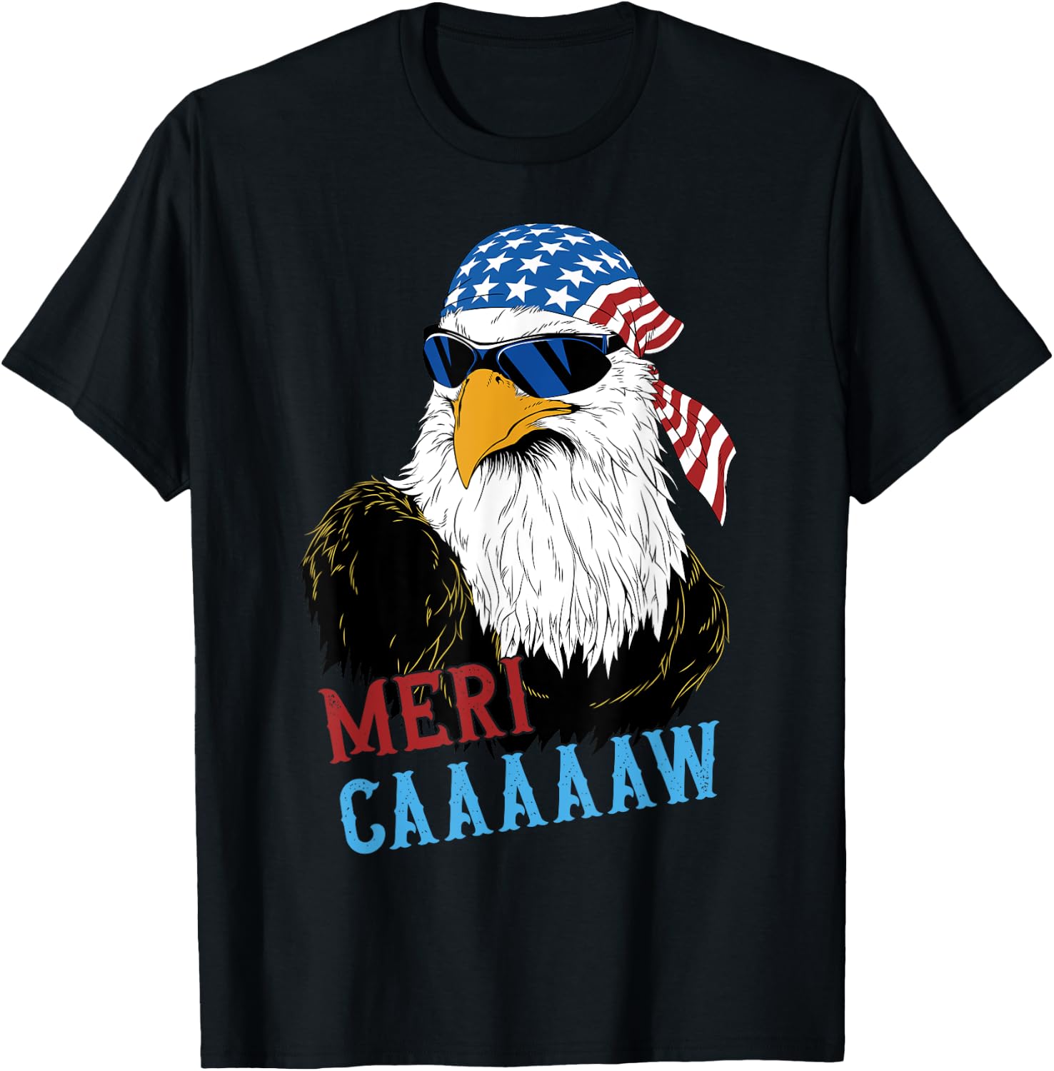 mericaaaaaw Eagle Mullet 4th Of July USA American Flag T-Shirt - T-Shirt | Black