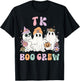 TK Boo Crew Retro Groovy Halloween Floral Ghost TK Teacher T-Shirt - T-Shirt | Black